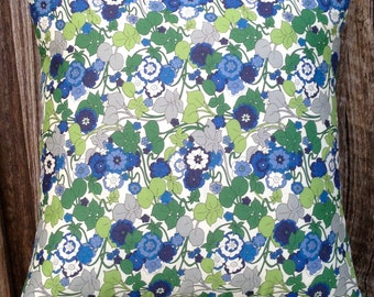 45cm or 18 inches Square Cushion Cover/pillow in Green and Blue "Boxford" from Liberty of London
