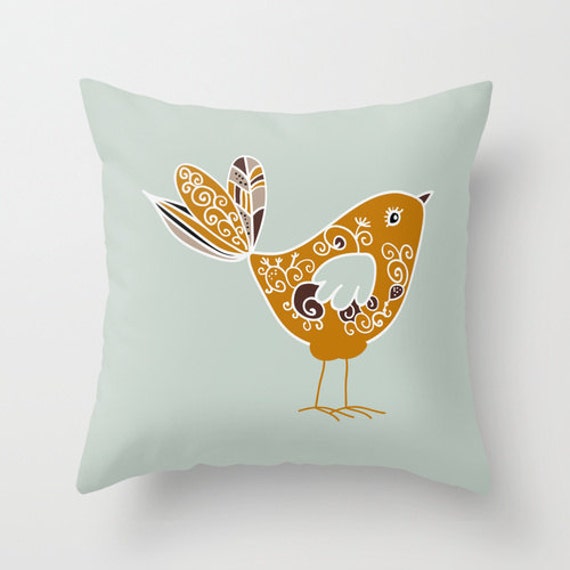 Items similar to Cute Bird pillow 16x16 Decorative throw pillows