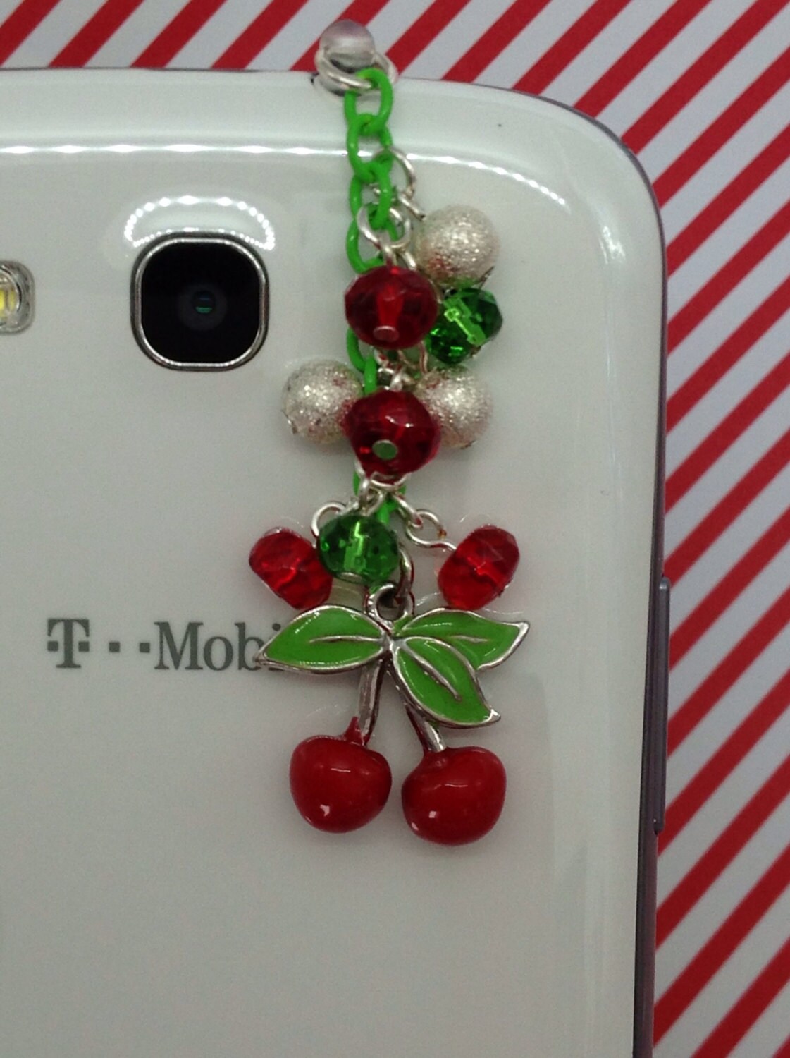 Cherry cell phone charm phone charm dust plug by PmBSparklesLinks