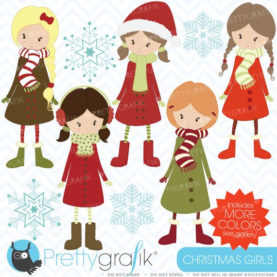 80% OFF SALE winter christmas girls clipart commercial use, vector graphics, digital clip art, digital images - CL443 Il_570xn