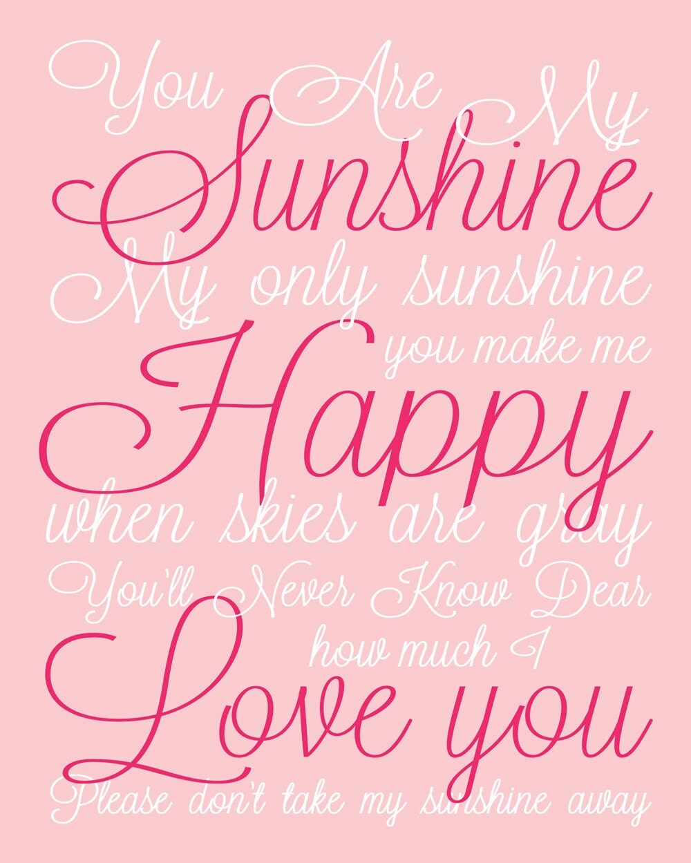 You are My Sunshine Baby Girl Nursery Art Print by DaphneGraphics