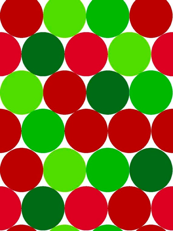 Christmas Polka Dot Fabric Red Green Big Polka Dots Bolt End