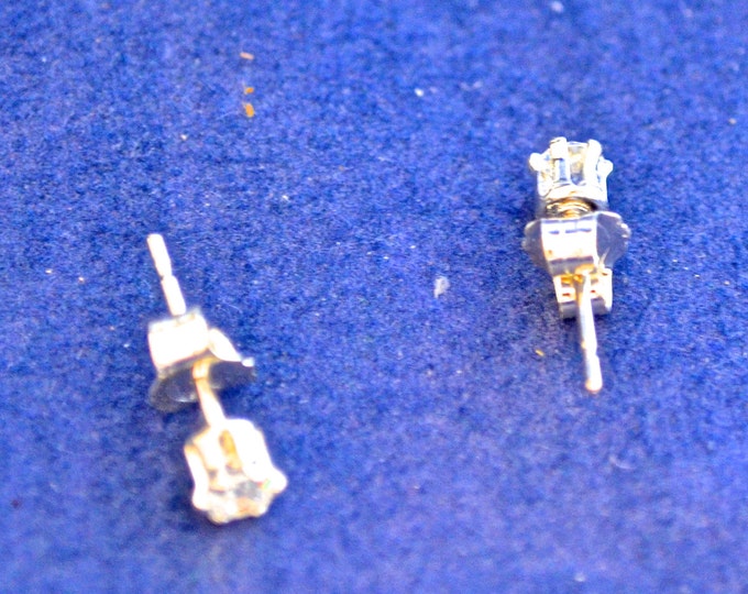 Petite Diamond Studs, Russian Simulants, 3mm Round, Set in Sterling E385
