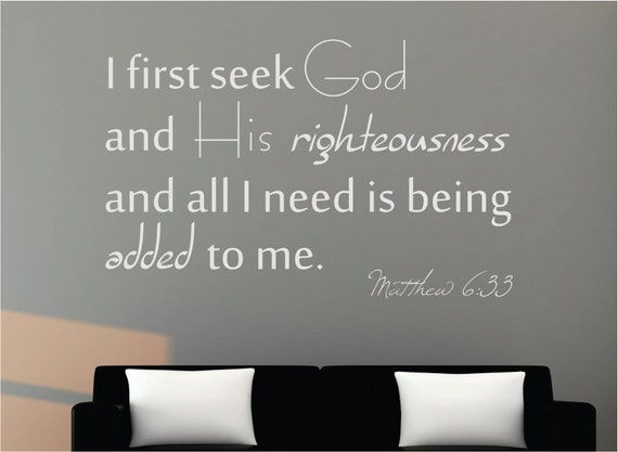 Matthew 6:33 Wall Decal Bible Verse Wall Decal Christian