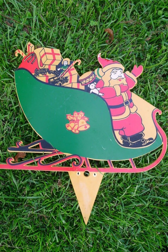 Vintage 1950s Plastic Santa & Reindeer Yard Display