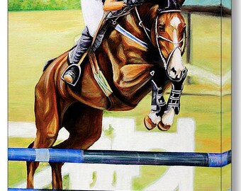 Horse Jumping Canvas Art - FREE US SHIPPING - Kassius by Teshia