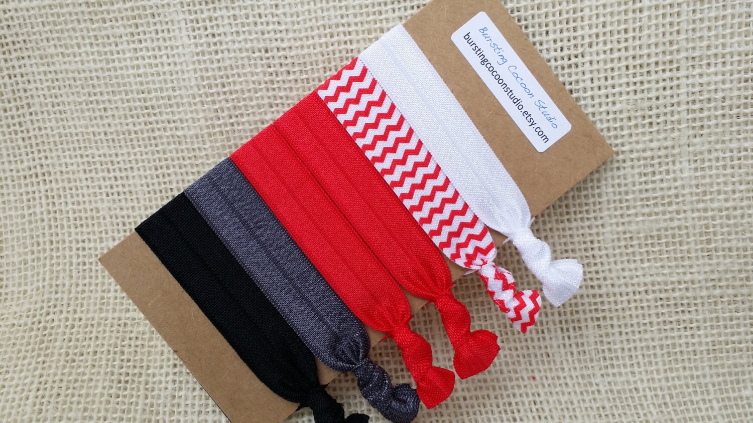 red hair ties red and black hairties set of 6 black white