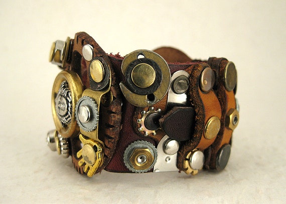 112 Burning Man Steampunk Palimpsest Bracelet Recycled Jewelry Industrial by ShabbyLuxury steampunk buy now online