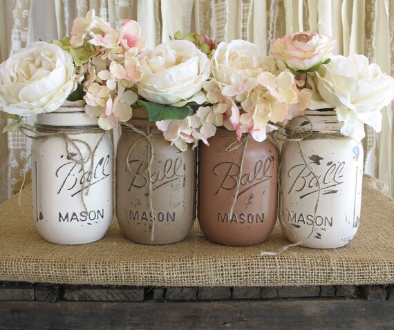 SALE Set Of 4 Pint Mason Jars Ball Painted SALE Set Of 4 Pint Mason Jars Ball Painted