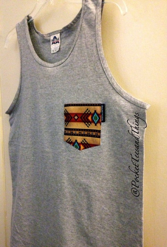 Customized Pocket Tank Tops. Sizes Men by PocketTeesandThings