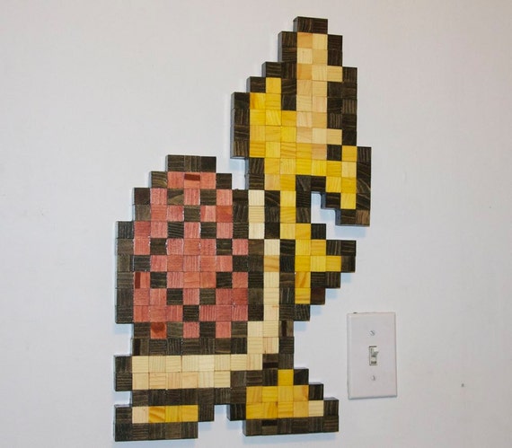 Mario Red Koopa Troopa Wooden Pixel Wall Art