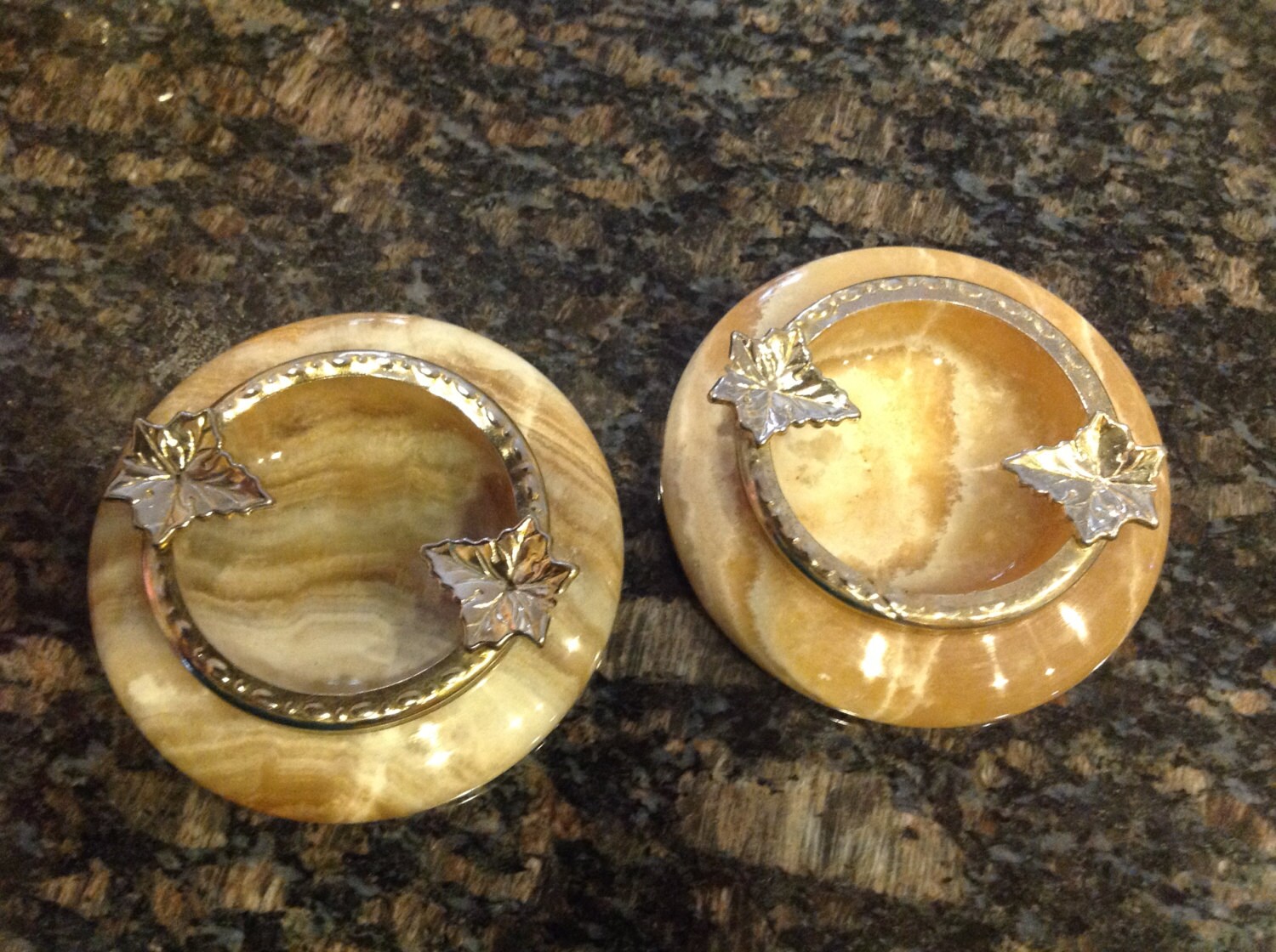 Pair of Vintage Italian Marble Ashtrays