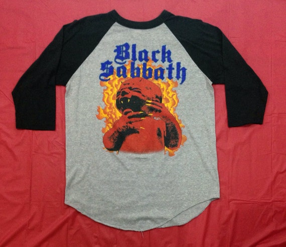Vintage 80s BLACK SABBATH Born Again 1983 Raglan 3/4 Sleeve Jersey T ...