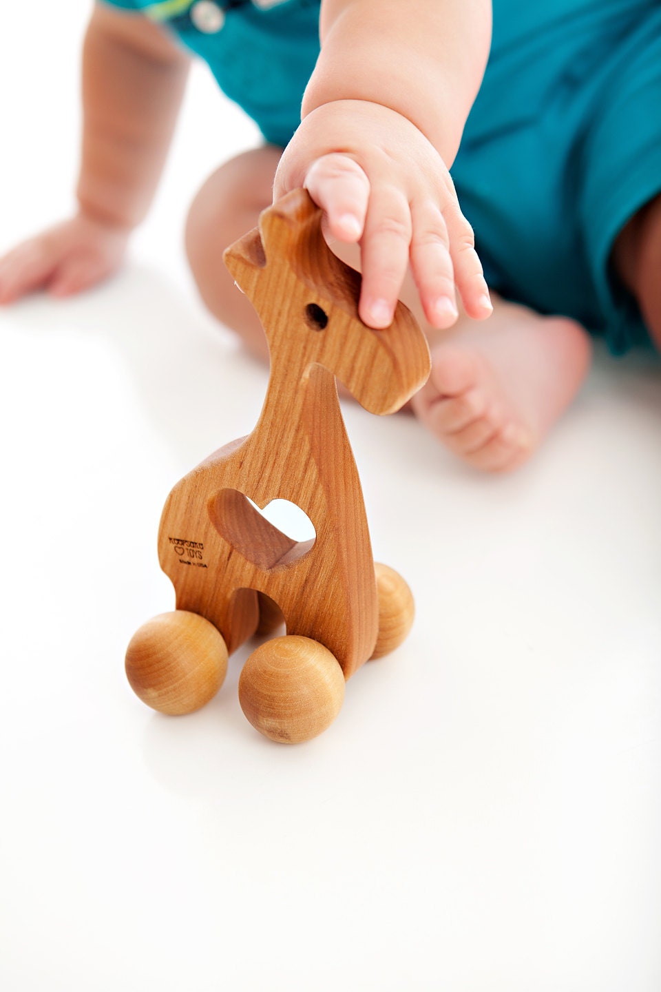 Wooden Toy Giraffe Natural Baby PushToy Waldorf Inspired