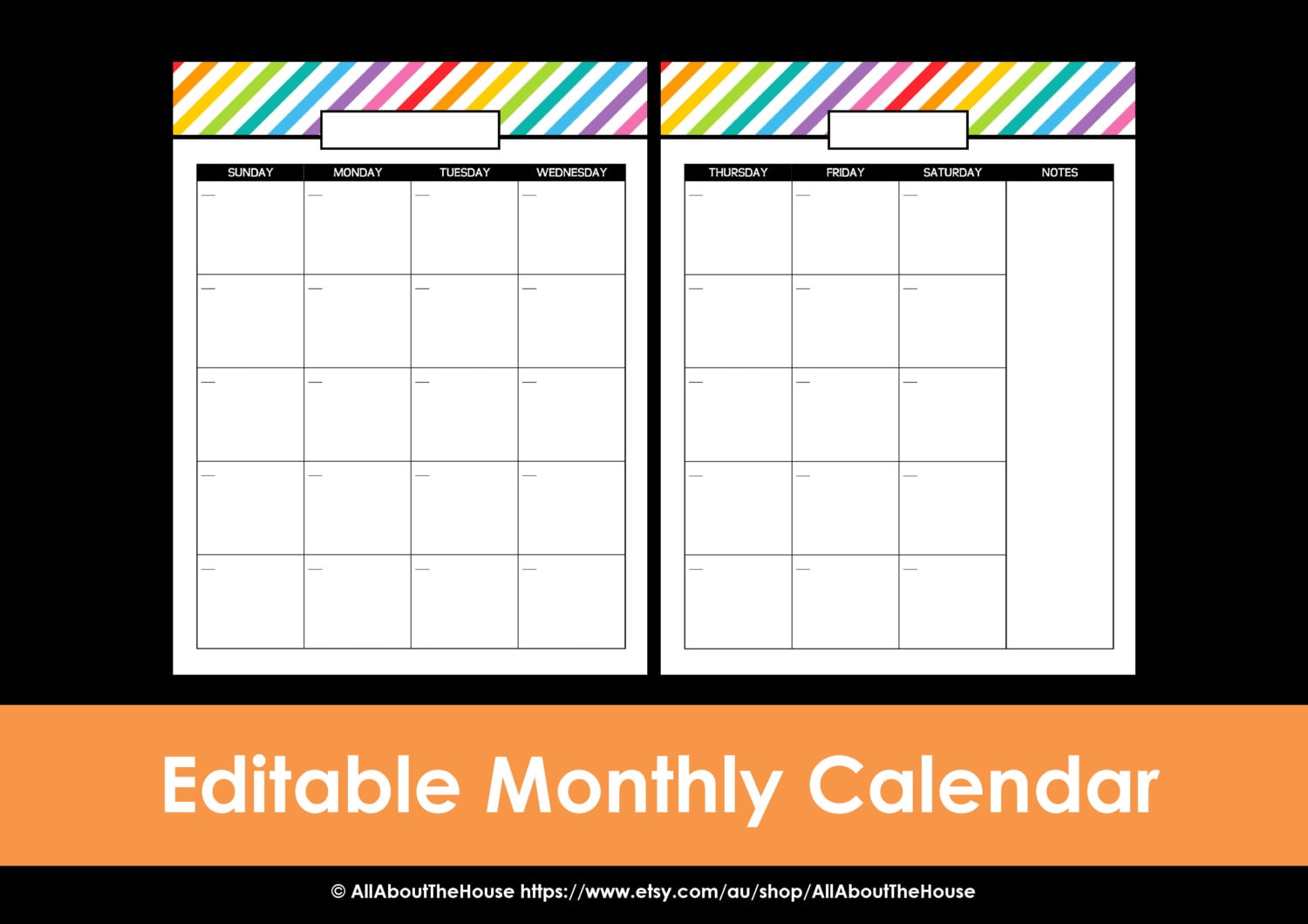 2019 2 page monthly calendar template