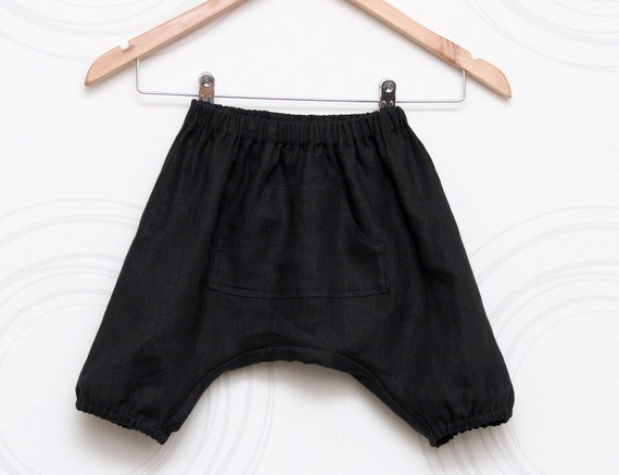 Boys wedding wear linen harem shorts in black or white