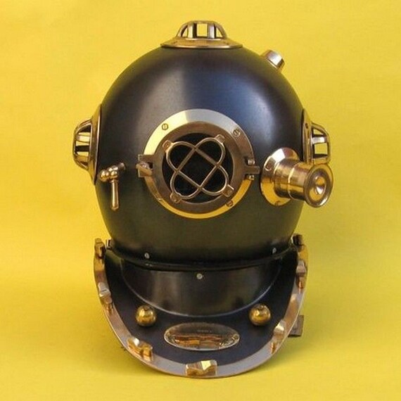 Brass Diving Helmet Painted Black 17 Diving by NauticalBeachDecor
