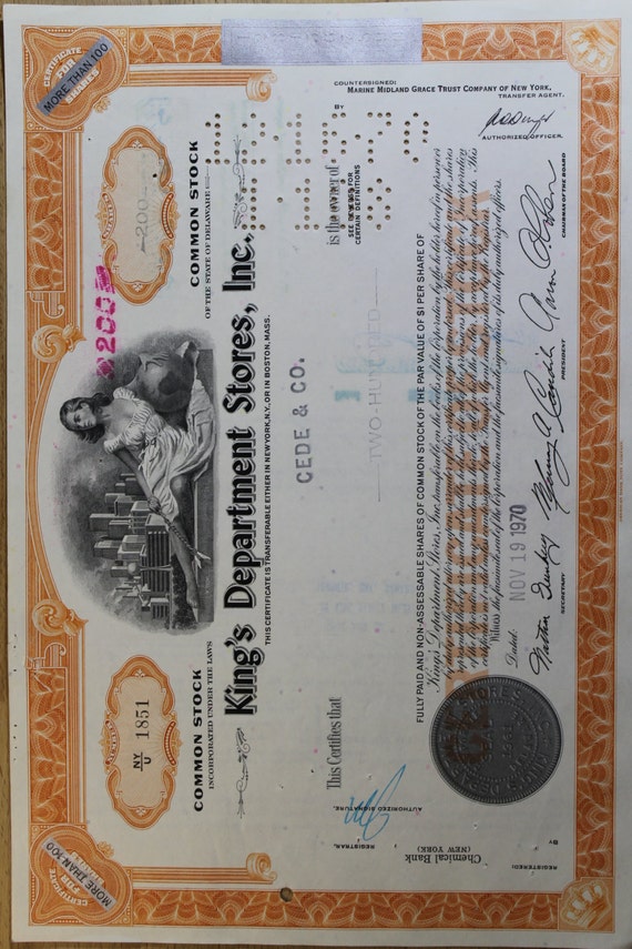 bond certificates common stock vintage original