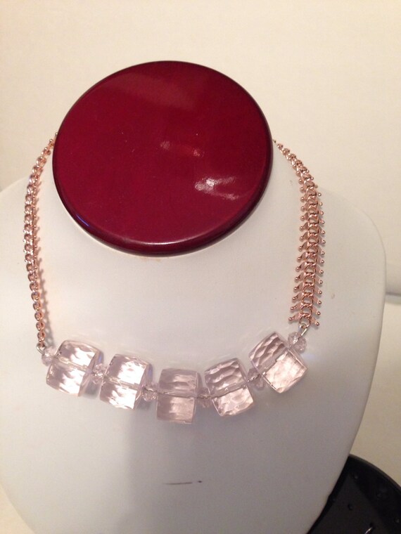 Women's Rose Color Crystal Chain Necklace