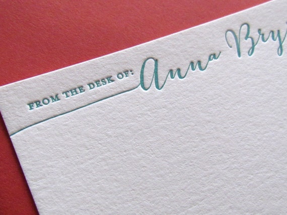 Letterpress From the Desk of Personalized Stationery Set of