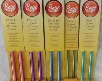 Boye Knitting Needles, Sizes 1-17, 10 inches, 14 inches, Single Point, Knitting Needles, Aluminum Needles, Single Point Knitting Needles,