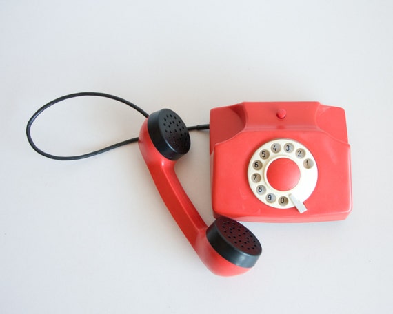 Vitnage Red Phone Toy Plastic Rotary Phone Nursery Decor