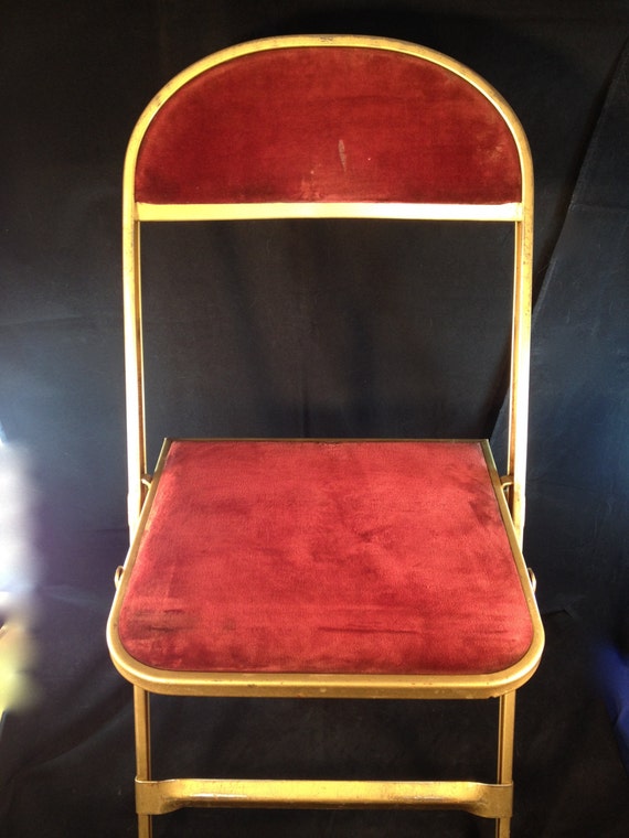 2nd of 4 Red Velvet Folding Chairs c. 1970