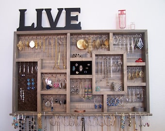 Jewelry Organizer With Bracelet Bar and Ring Holder
