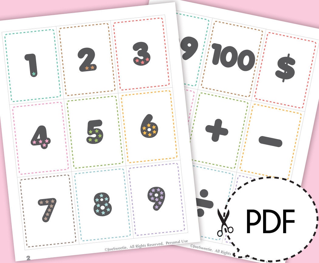 number flash cards printable pdf download by joosweetietoo on etsy