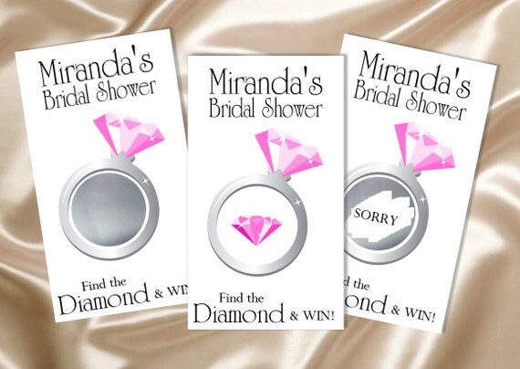 10 - Scratch Off Game Cards - Pink Bridal Shower Diamond Ring Il_570xn