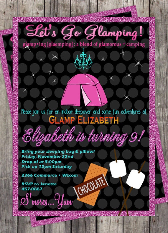 Glamping Slumber Party Invitation DIY Birthday Party Customized Il_570xn