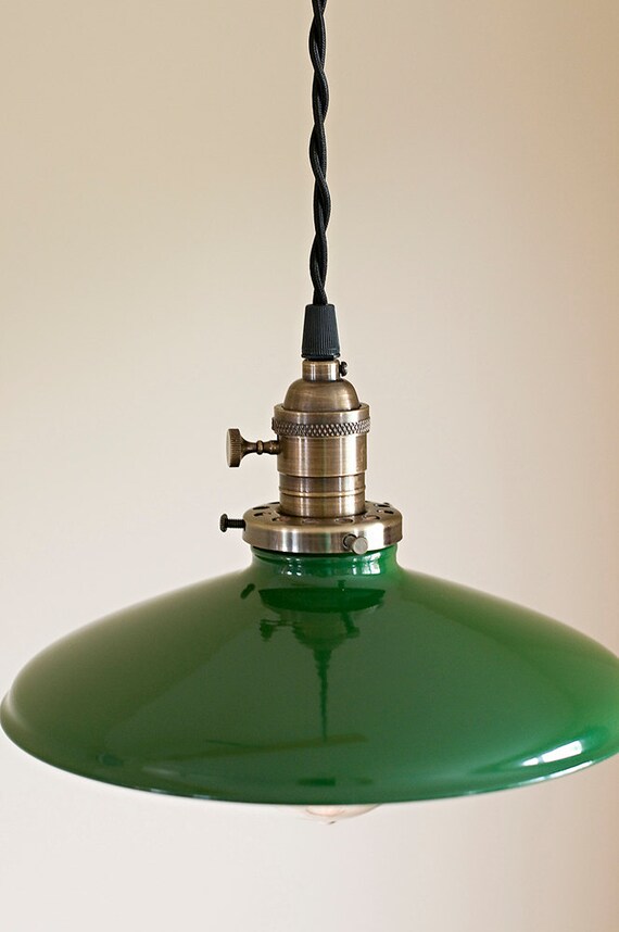 Pendant Light Fixture Green Vintage Style Industrial Metal