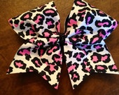 Cheer Bow - Pink and Black Cheetah