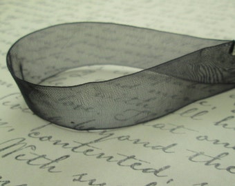 10 or 50 Yards Sheer Black Organza Ribbon, ~3/4" wide Sheer Ribbon, 20mm Black Ribbon, 45 Meter Ribbon, Black Sheer Trim, Ribbon by the Yard
