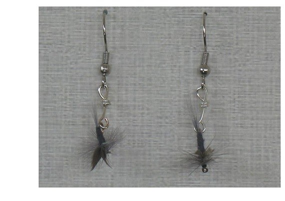 Pale Blue Dunn Fly Fishing Dangle Earrings