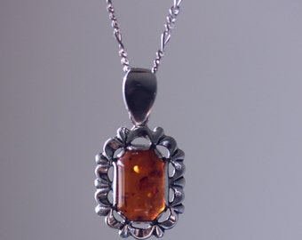 natural balistic amber and sterling silver necklace,amber jewelry ...