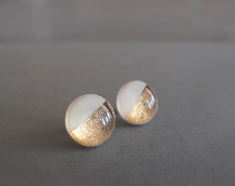 White Gold Round Stud Earrings - Hypoallergenic Surgical Steel Posts