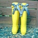 yellow rain boots with bow