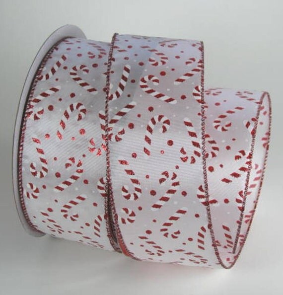 2 1/2 Candy Cane Wire Edged Ribbon by RibbonStation on Etsy