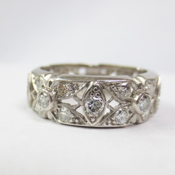 PLATINUM ART DECO Diamond Eternity Ring 1.15 by BritanniaJewelry