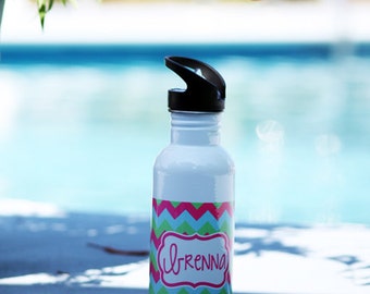 Personalized Stainless Steel Water Bottle-Monogram Water Bottle -Birthday Gift-Party Favor -Design you Own -Sports Bottle with Monogram
