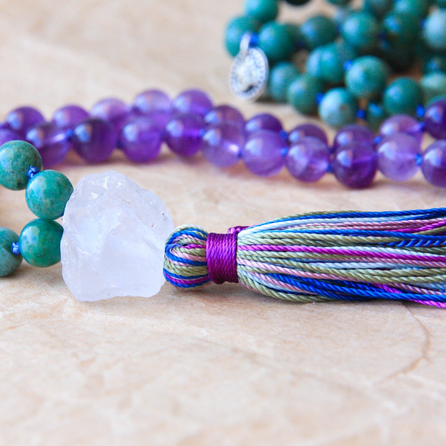 Zen Mala Necklace Knotted Mala Prayer Beads Yoga Jewelry