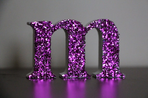 Items similar to SALE! Freestanding Glitter & Wood Lowercase Pink ...