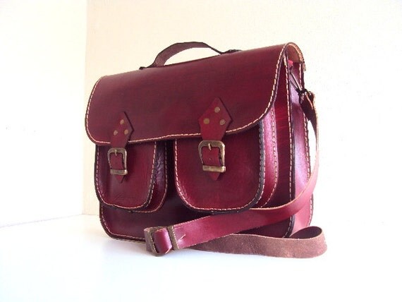 Red Leather Laptop Bag with pockets Briefcase by ammaciyo ...