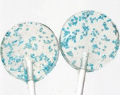 Blue Wedding Favor Lollipops - Hard Candy with Blue Sugar Crystals - 12 Lollipop Pack-  Wedding Favors, Party Favors, Baby Shower