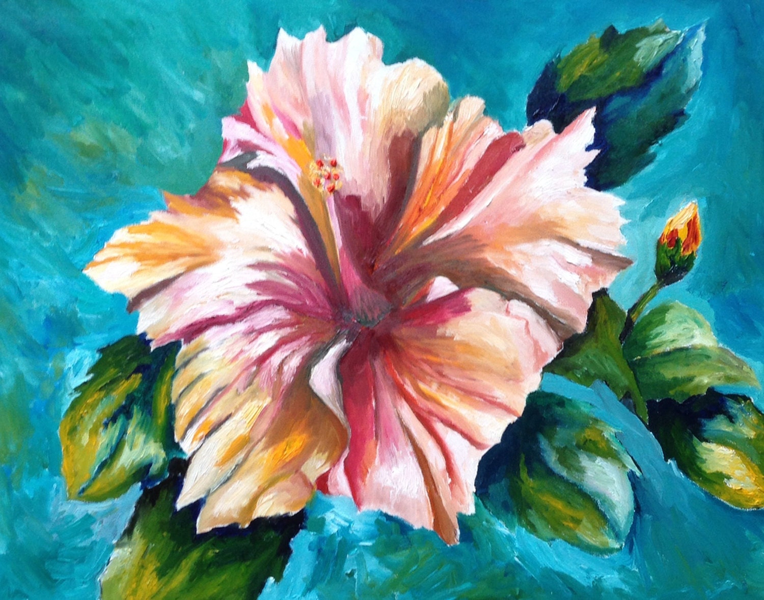 Hibiscus II Contemporary Original Oil Painting Floral   Il Fullxfull.500999255 5xwv 