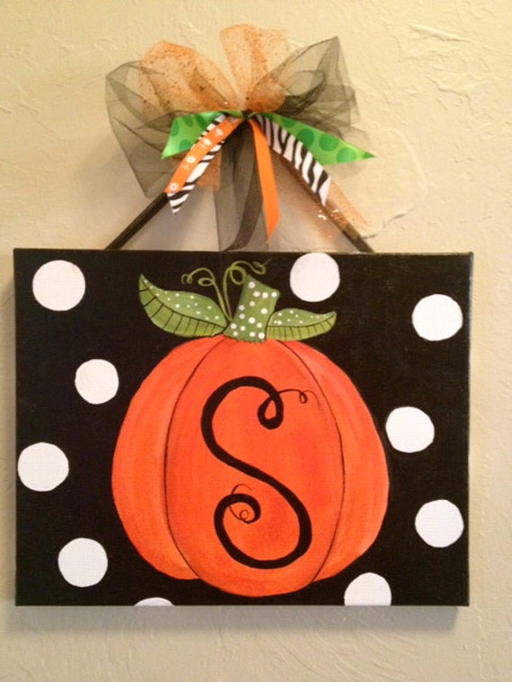 Items similar to Halloween or Fall  custom pumpkin canvas 