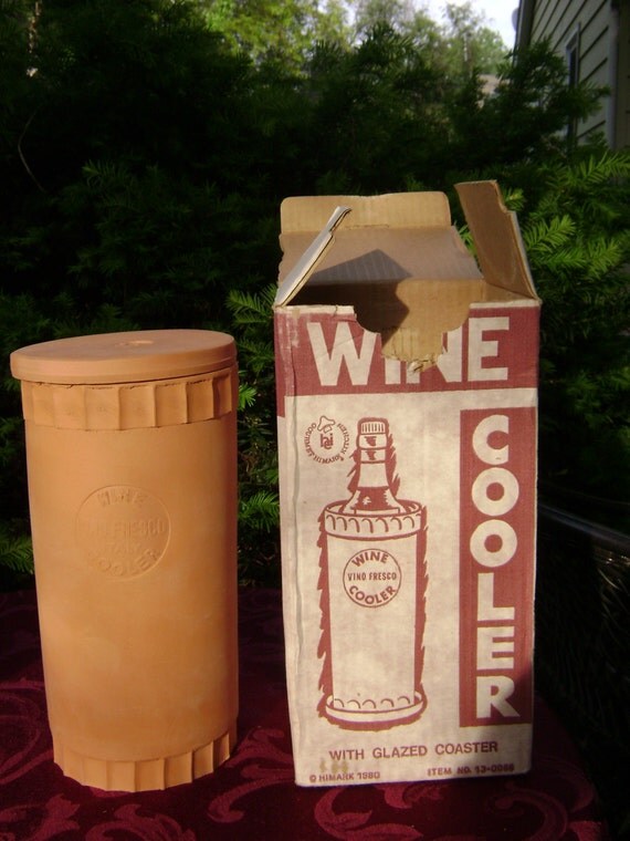 Himark wine cooler with coaster terra cotta original box 1980