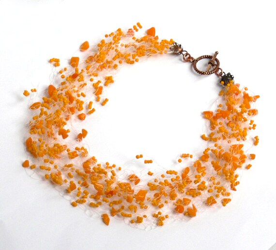 Items similar to Orange Necklace. Wedding Necklace. Bridesmaid Necklace ...