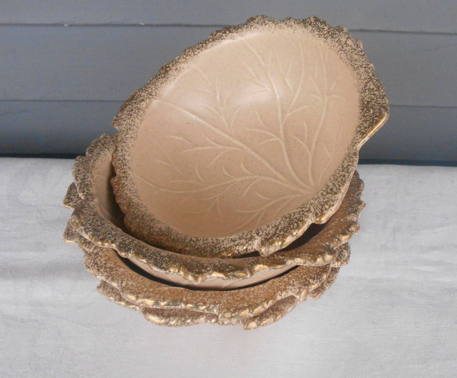 Vintage Leaf Bowls California Pottery USA by TollethHouseVintage